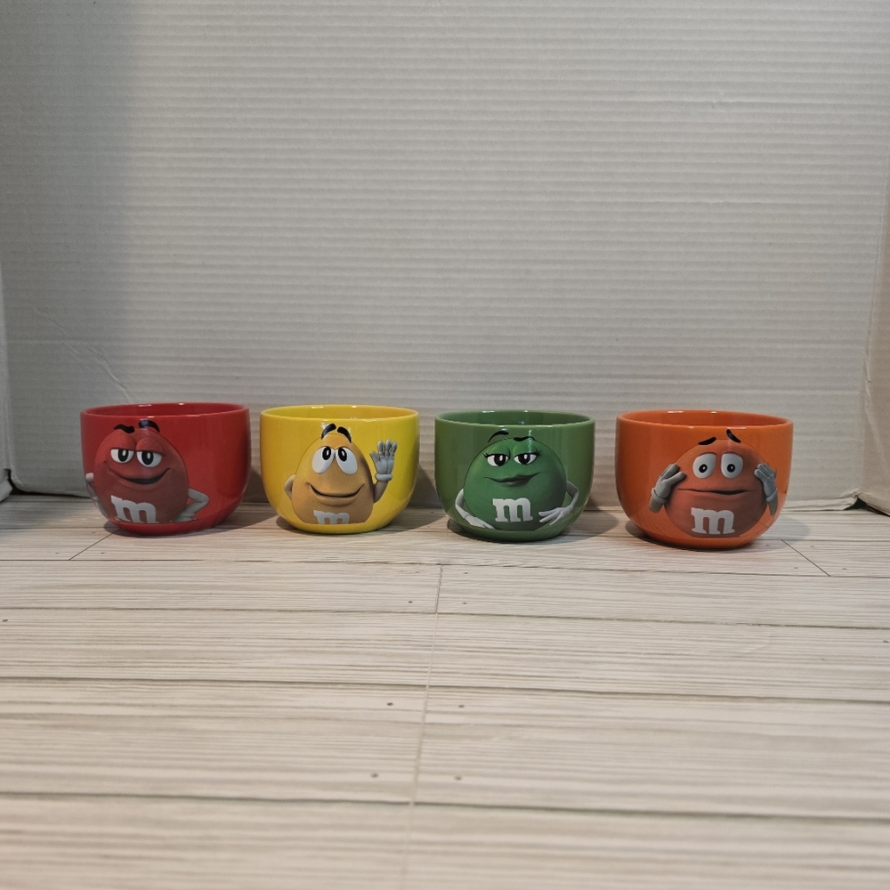 M&M's Candy 2023 Limited Edition Colorful Ceramic 4 Piece Bowl Set Adversising